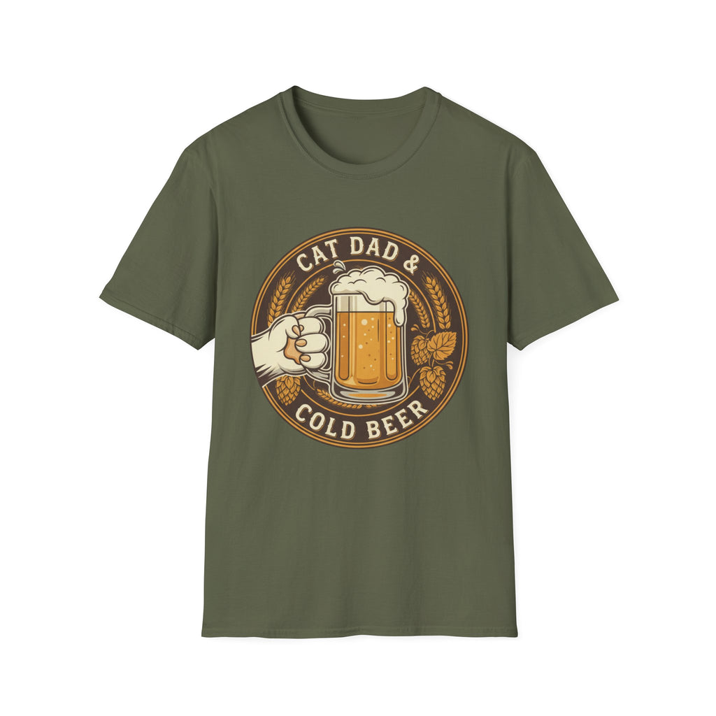 Cat Dad and Cold Beer Graphic Tee