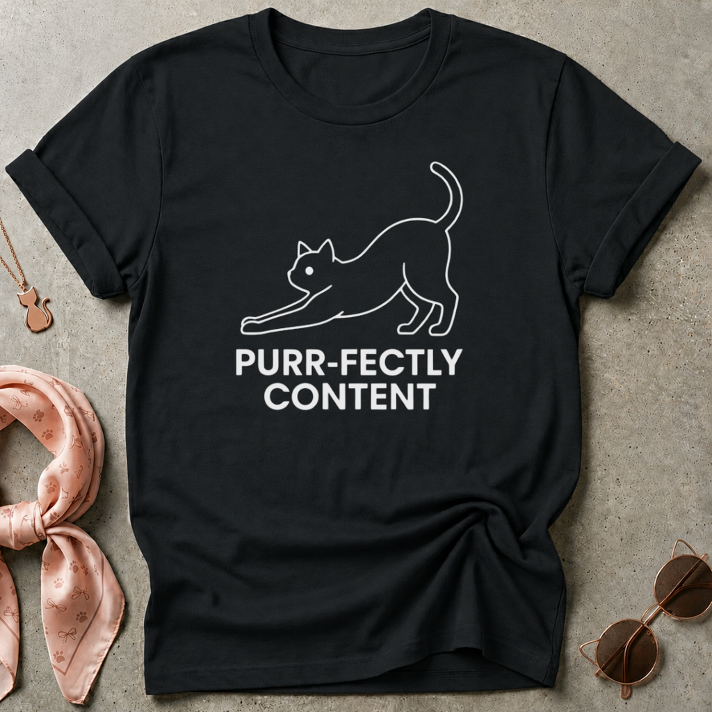 Purr-Fectly Content White Graphic Tee