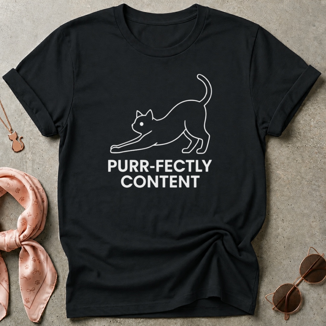 Purr-Fectly Content White Graphic Tee