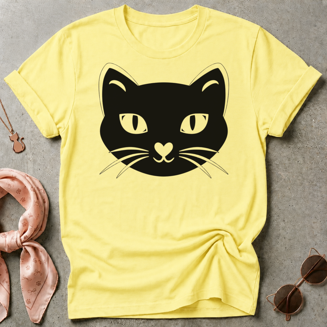 Black Cat Face Graphic Tee