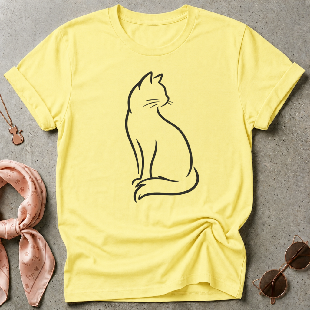 Black Silhouette Cat Graphic Tee