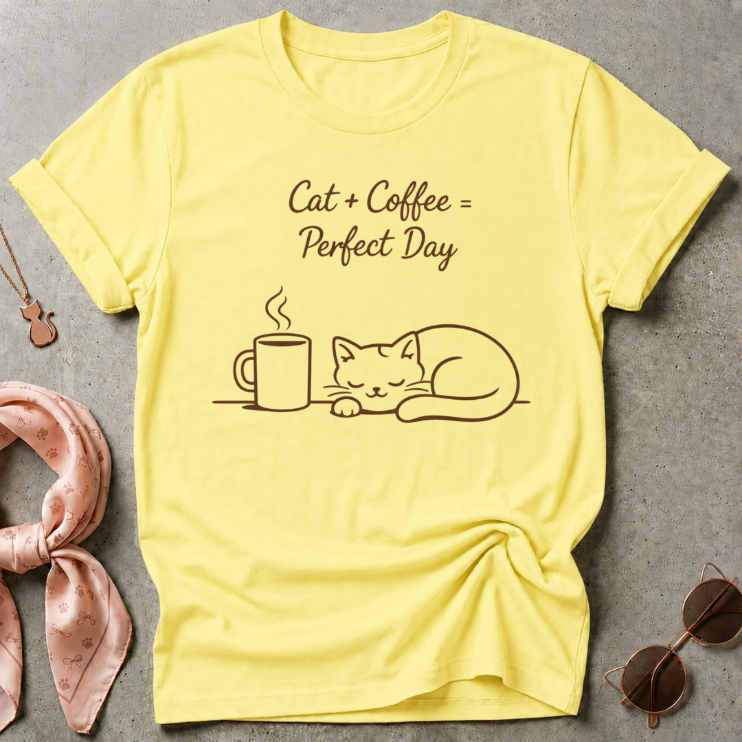 Cat Plus Coffee Graphic Tee