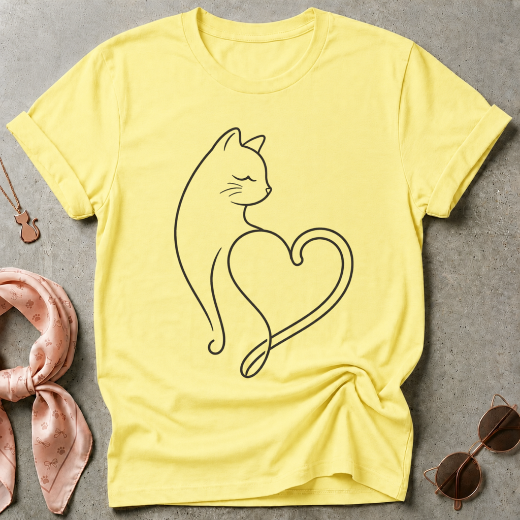 Cat Heart Minimalist Graphic Tee