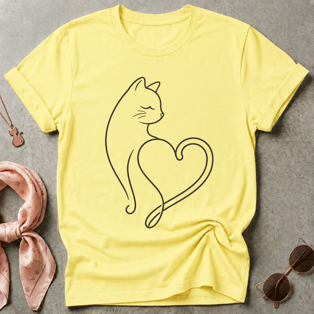 Cat Heart Minimalist Graphic Tee
