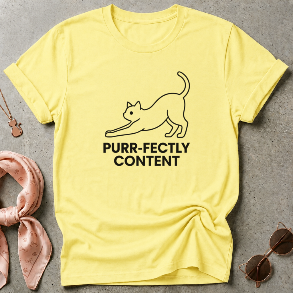 Purr-Fectly Content Black Graphic Tee