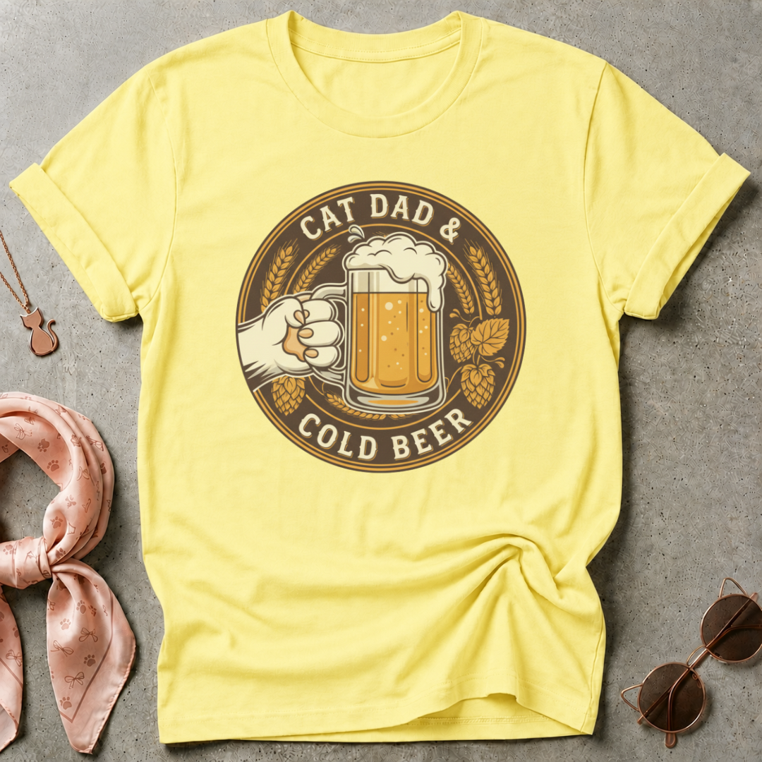 Cat Dad and Cold Beer Graphic Tee