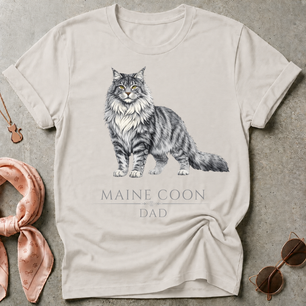 Maine Coon Dad Silver Graphic Tee