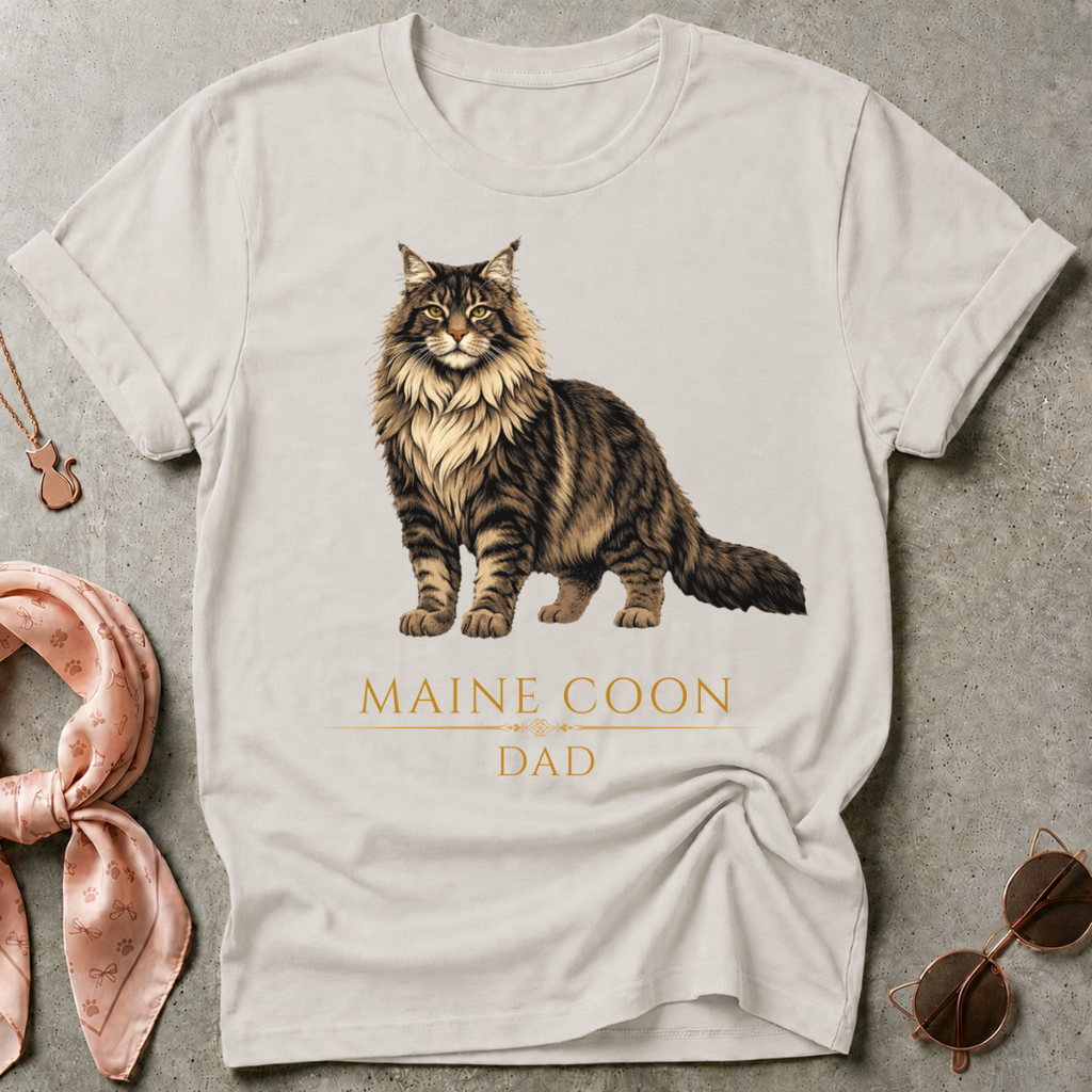 Maine Coon Dad Brown Graphic Tee
