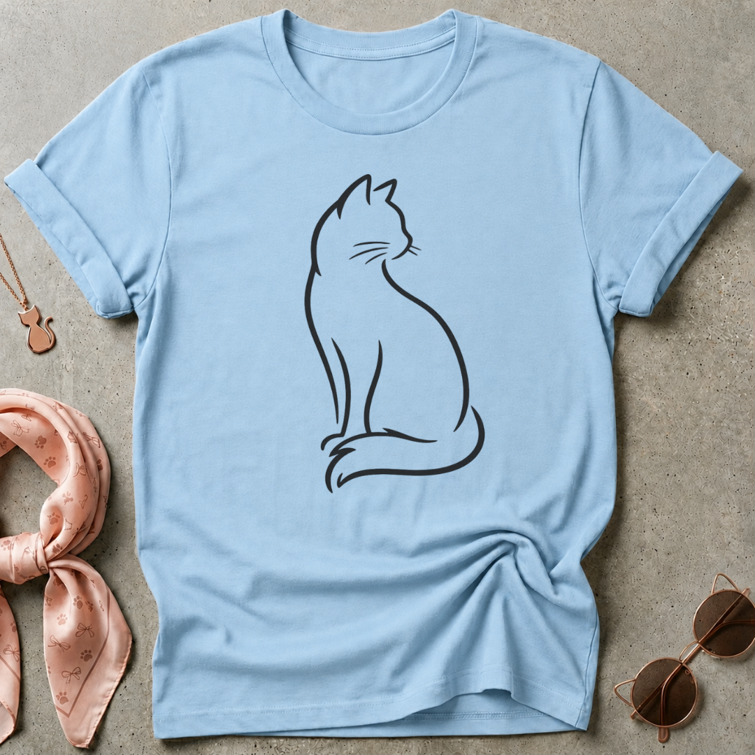 Black Silhouette Cat Graphic Tee