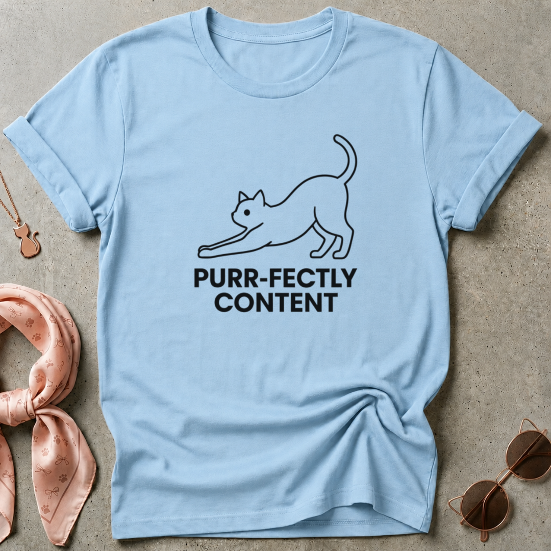 Purr-Fectly Content Black Graphic Tee