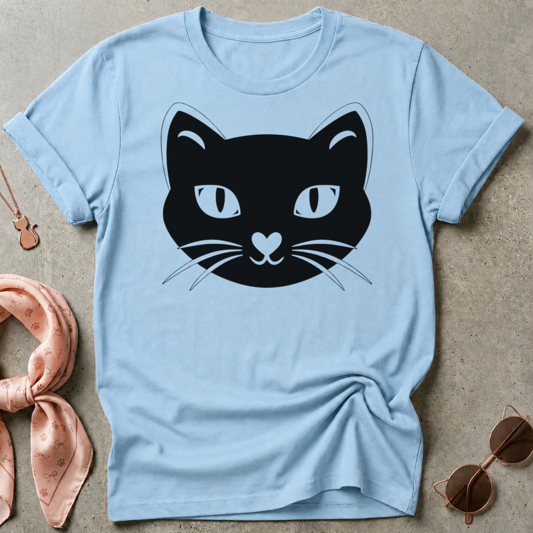 Black Cat Face Graphic Tee