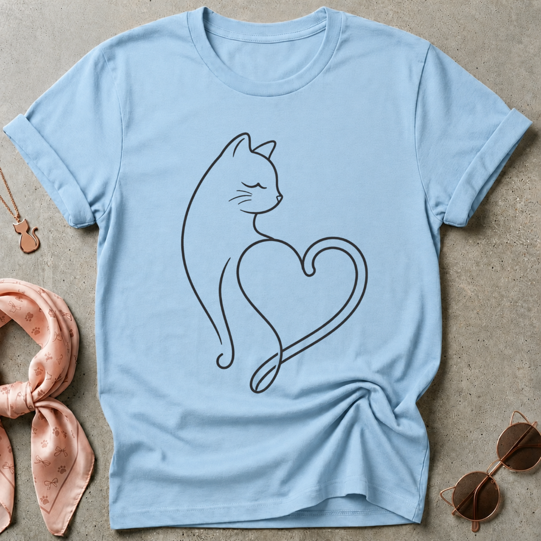 Cat Heart Minimalist Graphic Tee