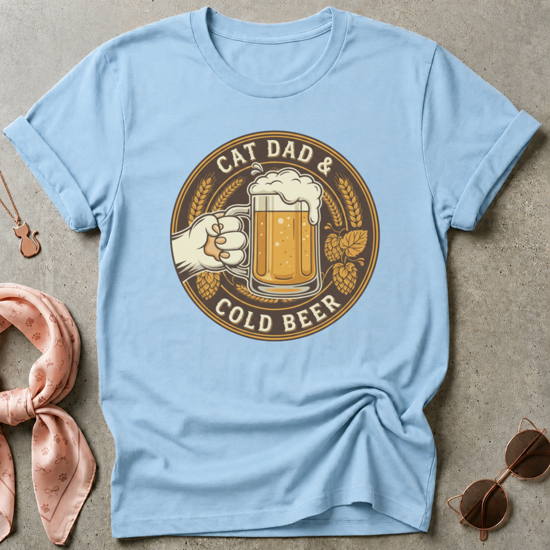 Cat Dad and Cold Beer Graphic Tee