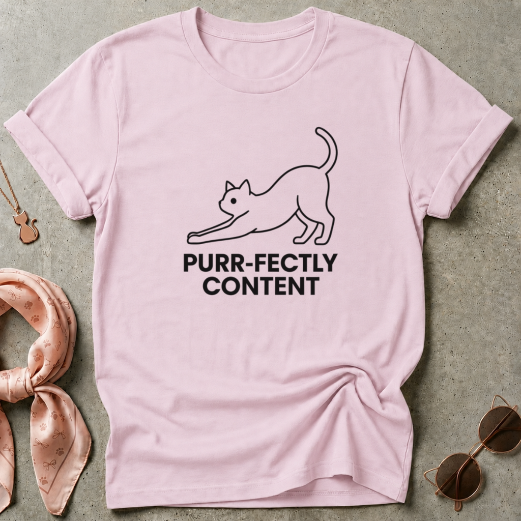 Purr-Fectly Content Black Graphic Tee