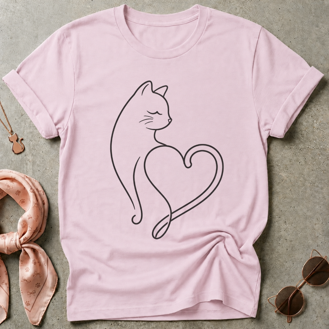 Cat Heart Minimalist Graphic Tee
