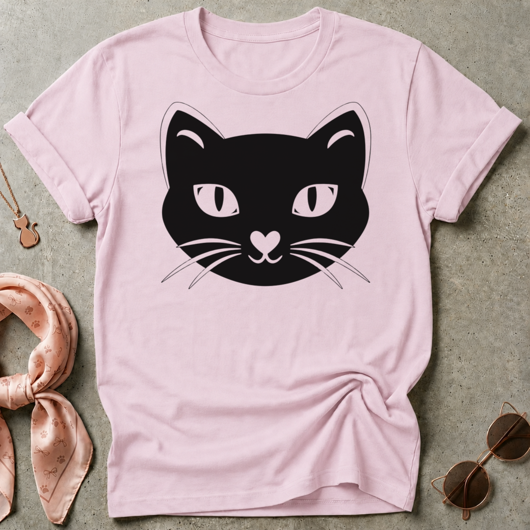 Black Cat Face Graphic Tee