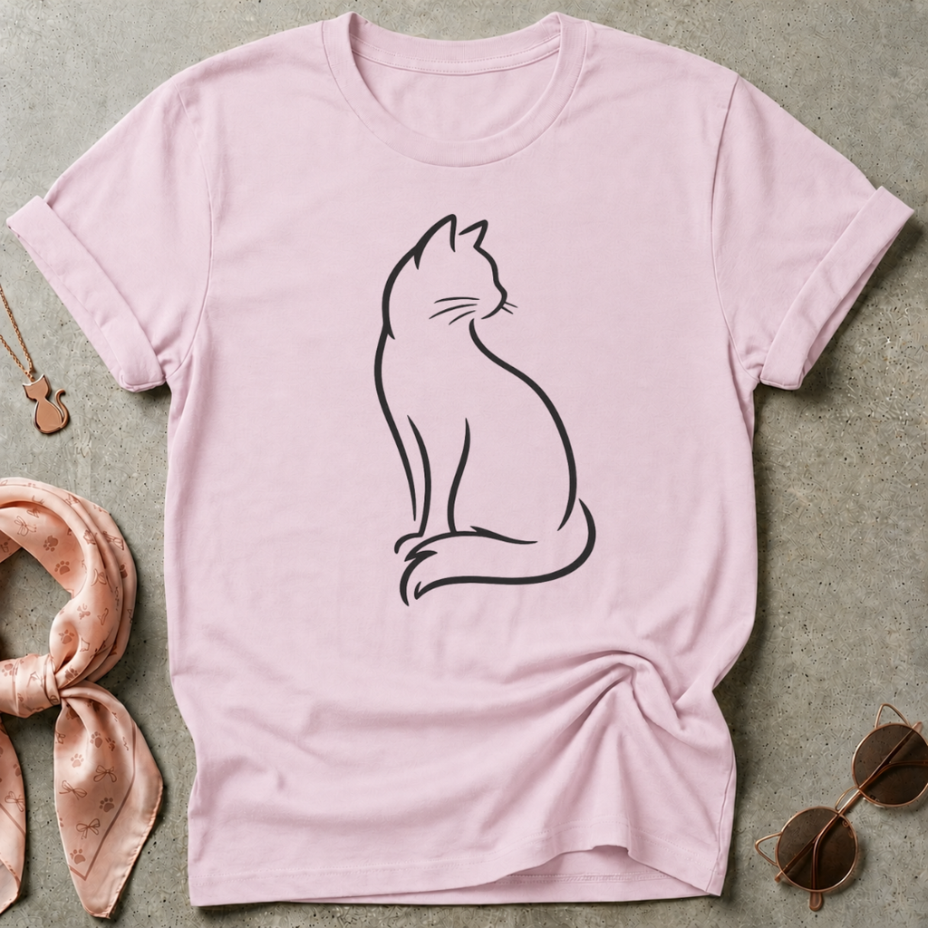 Black Silhouette Cat Graphic Tee