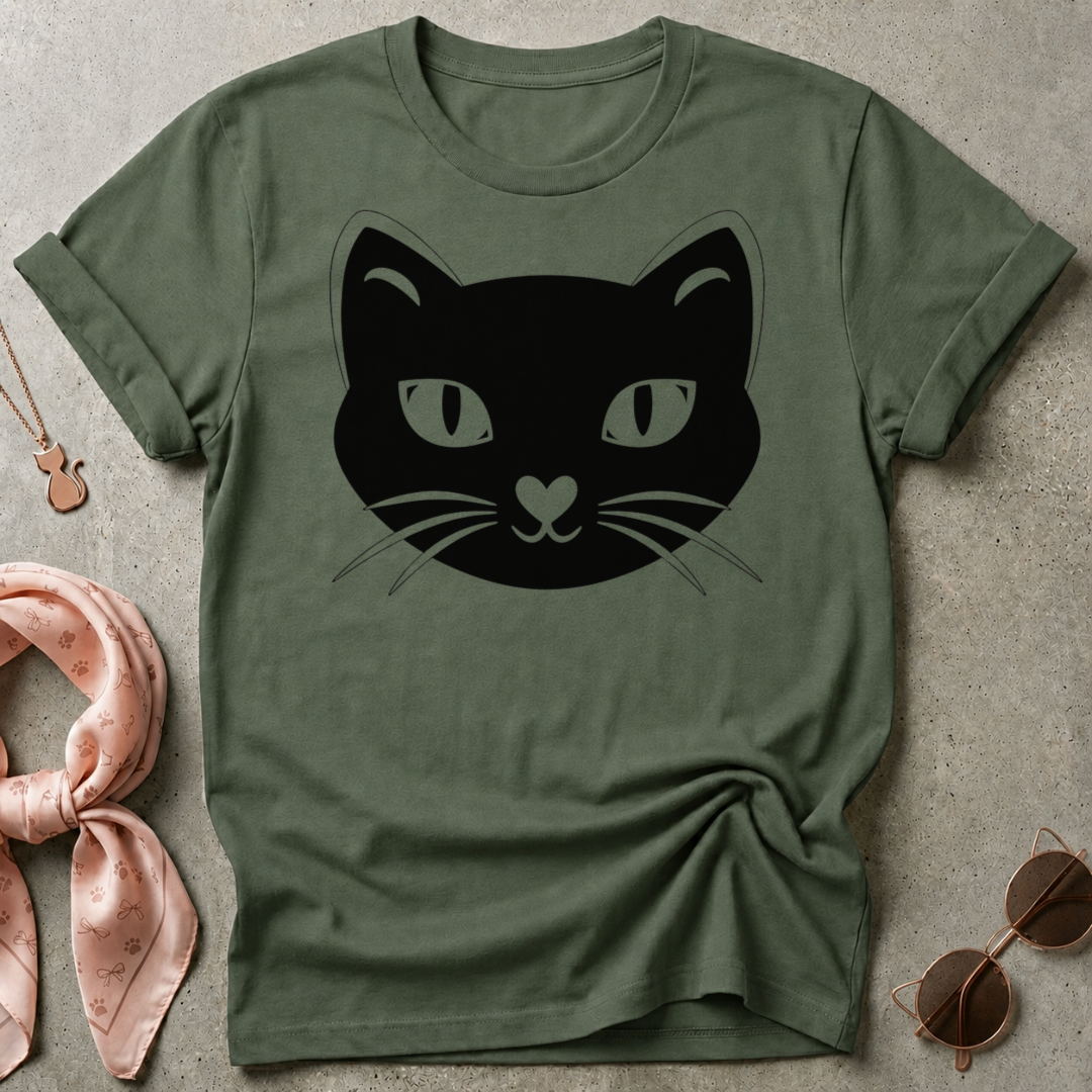 Black Cat Face Graphic Tee