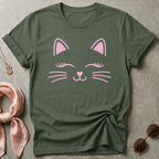 Pink Cat Face Graphic Tee