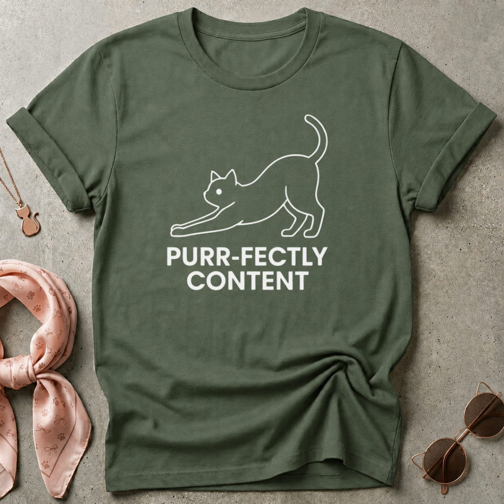 Purr-Fectly Content White Graphic Tee
