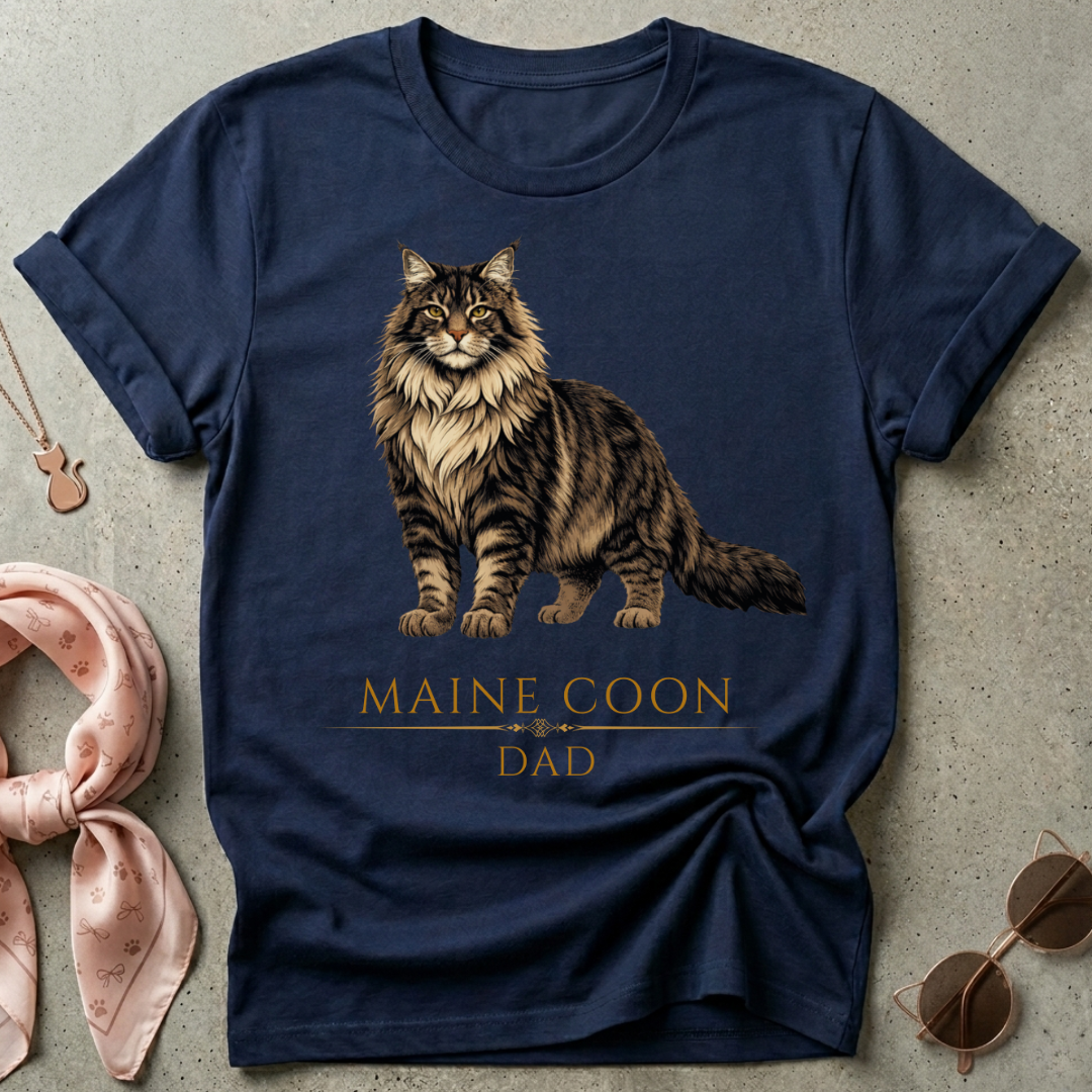 Maine Coon Dad Brown Graphic Tee