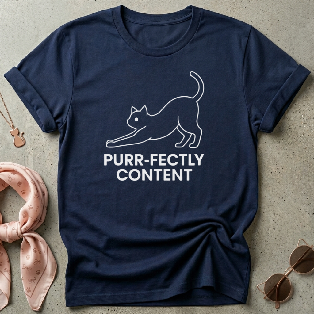 Purr-Fectly Content White Graphic Tee
