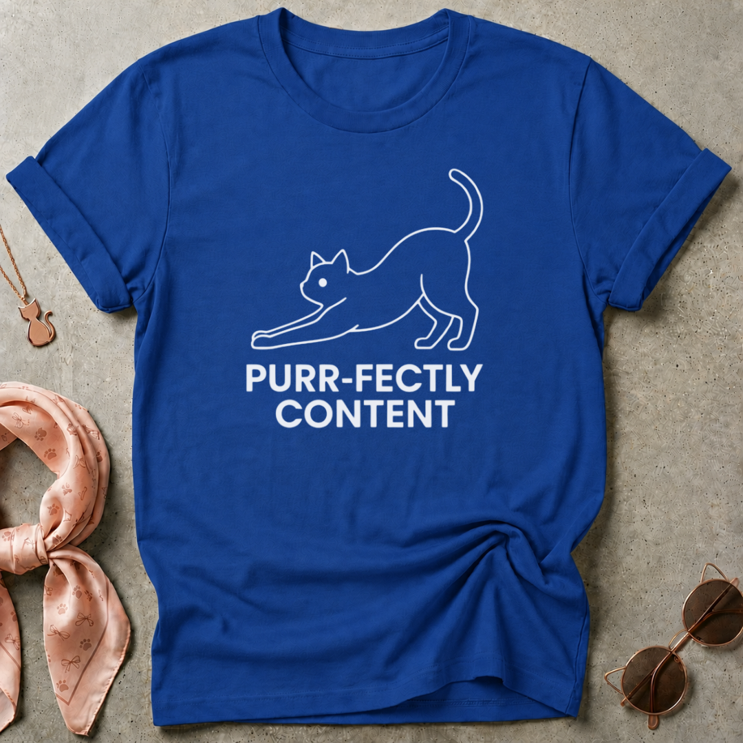 Purr-Fectly Content White Graphic Tee