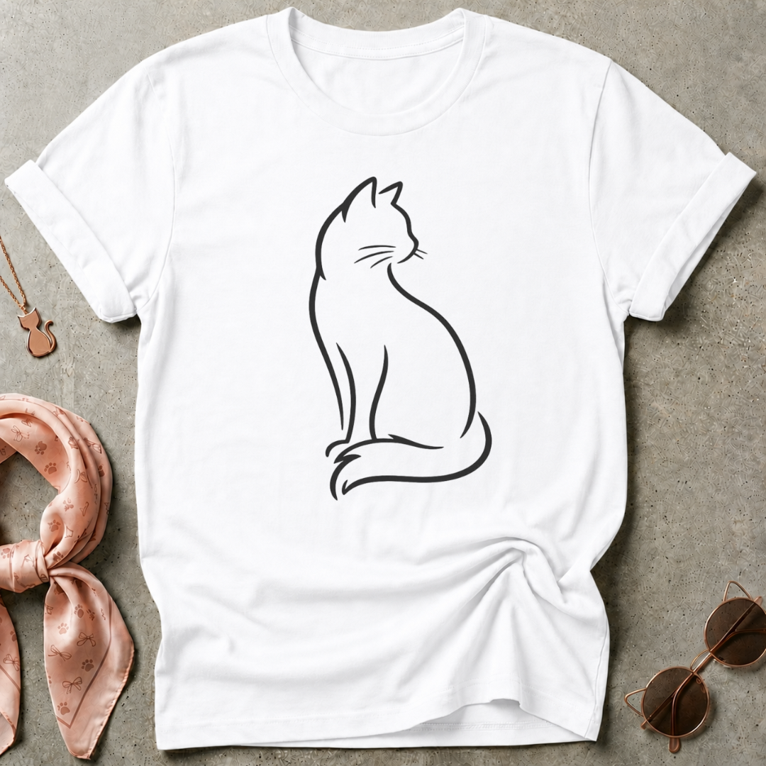 Black Silhouette Cat Graphic Tee