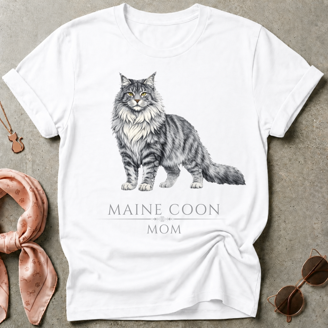 Maine Coon Mom Silver Graphic Tee