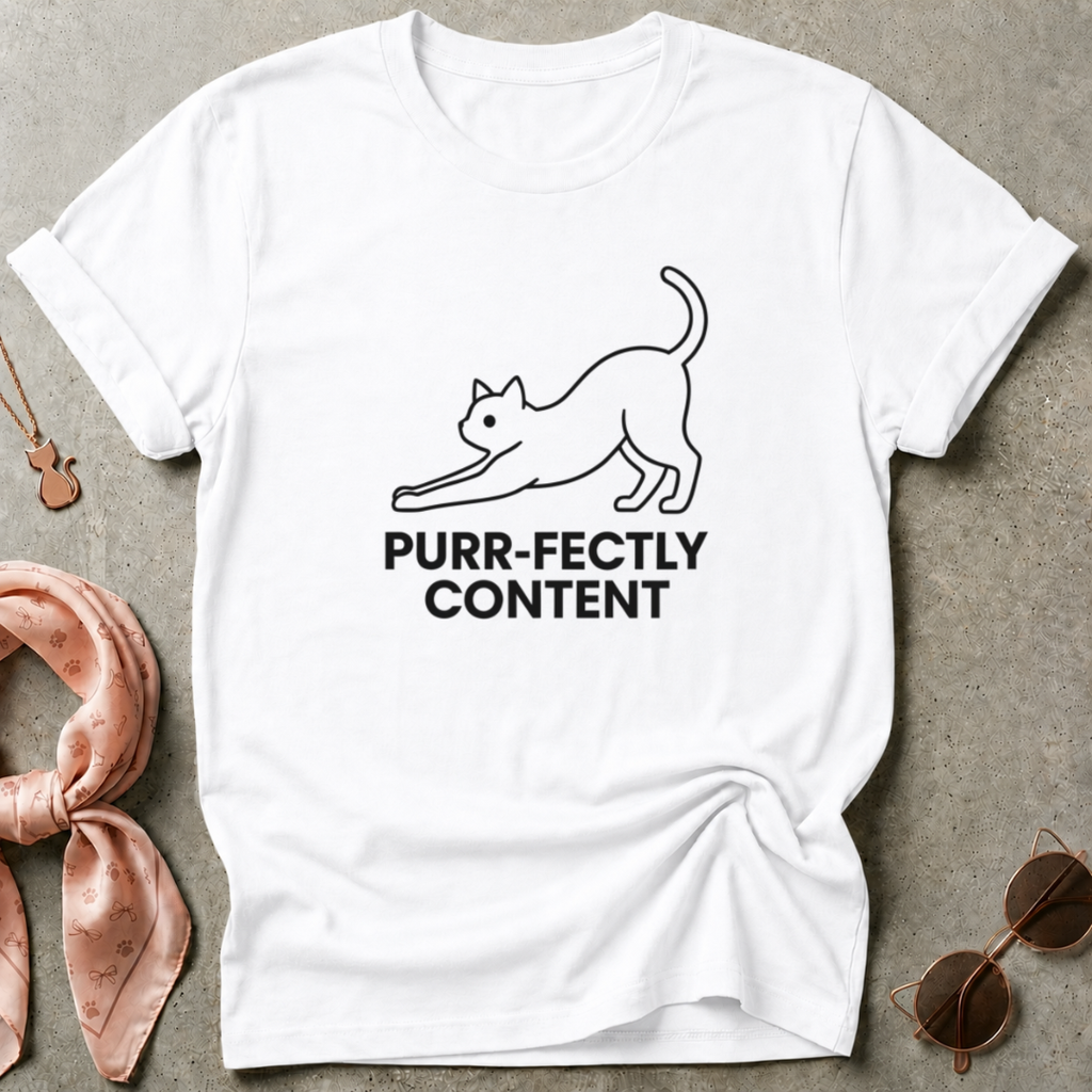 Purr-Fectly Content Black Graphic Tee