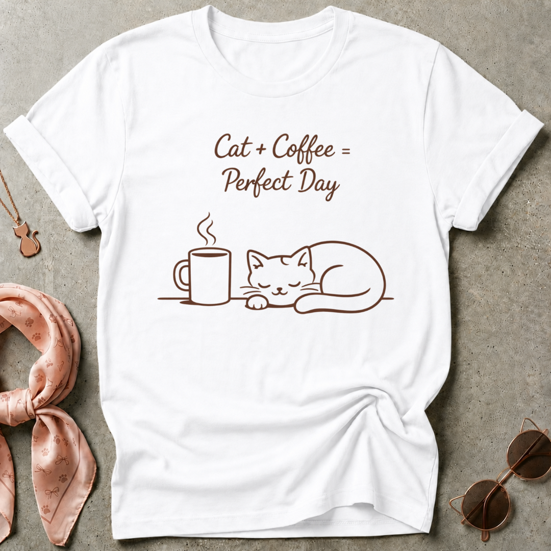 Cat Plus Coffee Graphic Tee