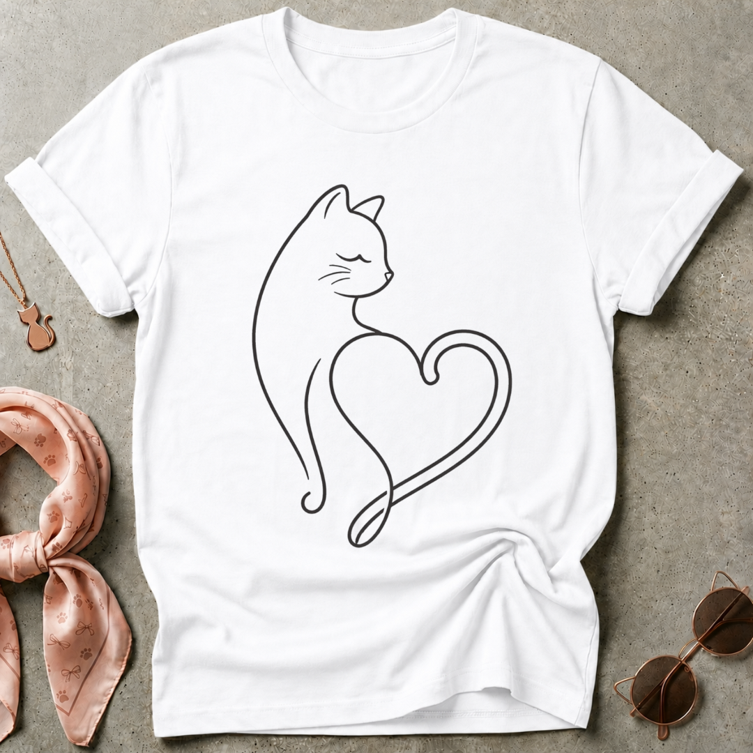 Cat Heart Minimalist Graphic Tee