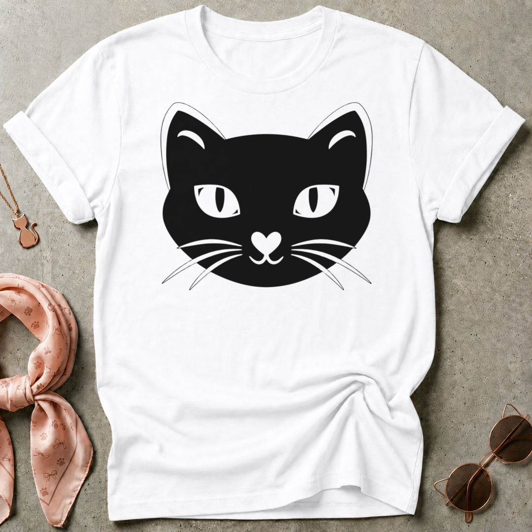 Black Cat Face Graphic Tee