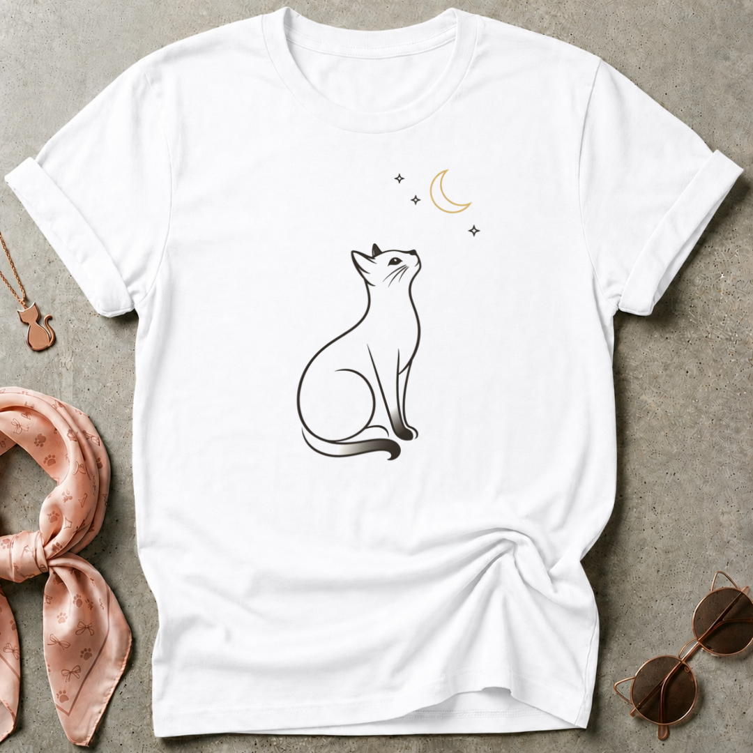 Cat Moon Stars Graphic Tee
